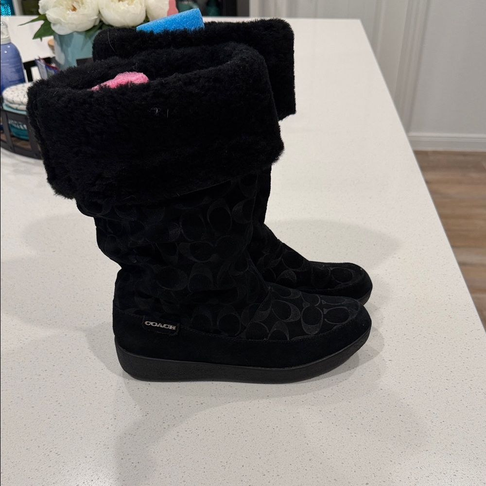 Women’s Coach Signature Print black boots - Picture 4 of 6